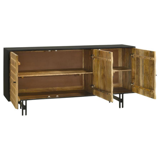 Aminah - 3 Door Wood Accent Cabinet - Natural And Black Accent Cabinets by Coaster Fine Furniture - Walls Furniture & Mattress