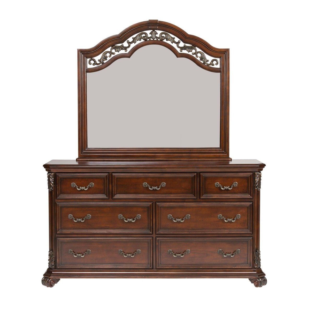 Messina Estates - Dresser & Mirror - Dark Brown Dresser & Mirror by Liberty Furniture - Walls Furniture & Mattress