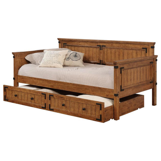 Oakdale - Wood Twin Daybed with Trundle - Rustic Honey Daybeds by Coaster Fine Furniture - Walls Furniture & Mattress