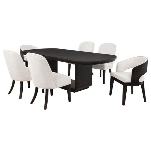 Leandro - 5 Piece Rectangular Dining Table Set - Cream / Burnished Black 7 Piece Dining Room Sets by Coaster Fine Furniture - Walls Furniture & Mattress