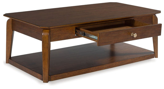 Trenmour - Rectangular Cocktail Table - Medium Brown Cocktail Tables by Signature Design by Ashley® - Walls Furniture & Mattress