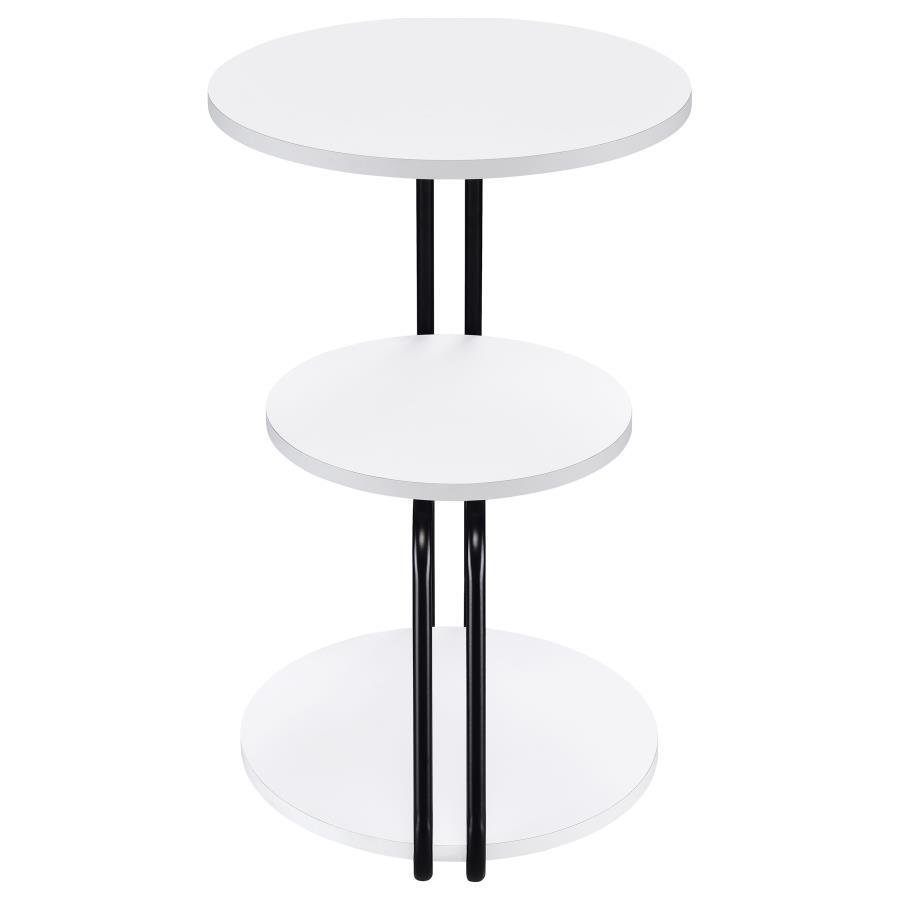 Hilly - 3 - Tier Round Accent Side Table - White And Black Side Tables by Coaster Fine Furniture - Walls Furniture & Mattress