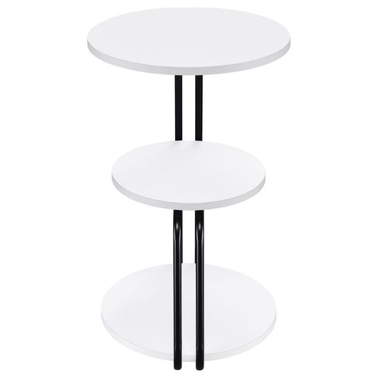 Hilly - 3 - Tier Round Accent Side Table - White And Black Side Tables by Coaster Fine Furniture - Walls Furniture & Mattress