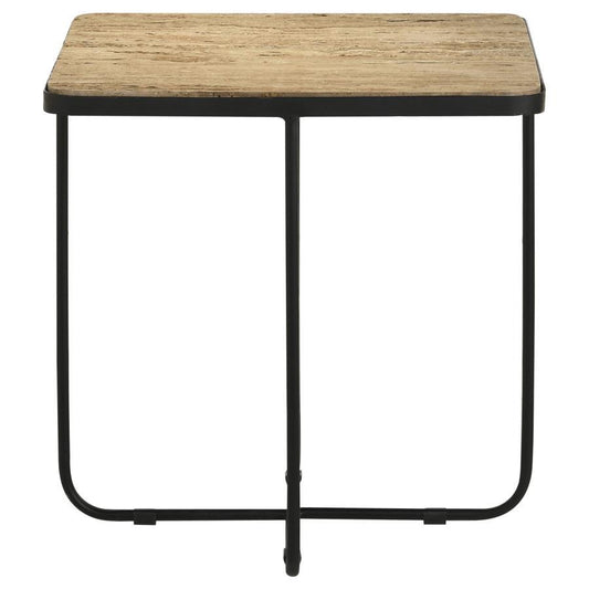 Elyna - Square Stone Top Accent Side Table - Beige Side Tables by CoasterEssence - Walls Furniture & Mattress