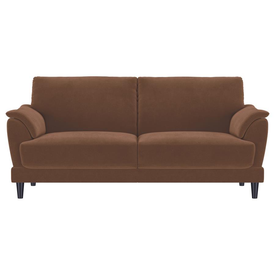 Selma - 2 Piece Velvet Upholstered Crescent Arm Sofa Set - Rust Stationary Sofas & Loveseats by Coaster Fine Furniture - Walls Furniture & Mattress