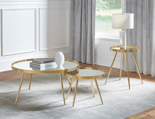 Kaelyn - Round Mirror Top End Table End Tables by CoasterEssence - Walls Furniture & Mattress