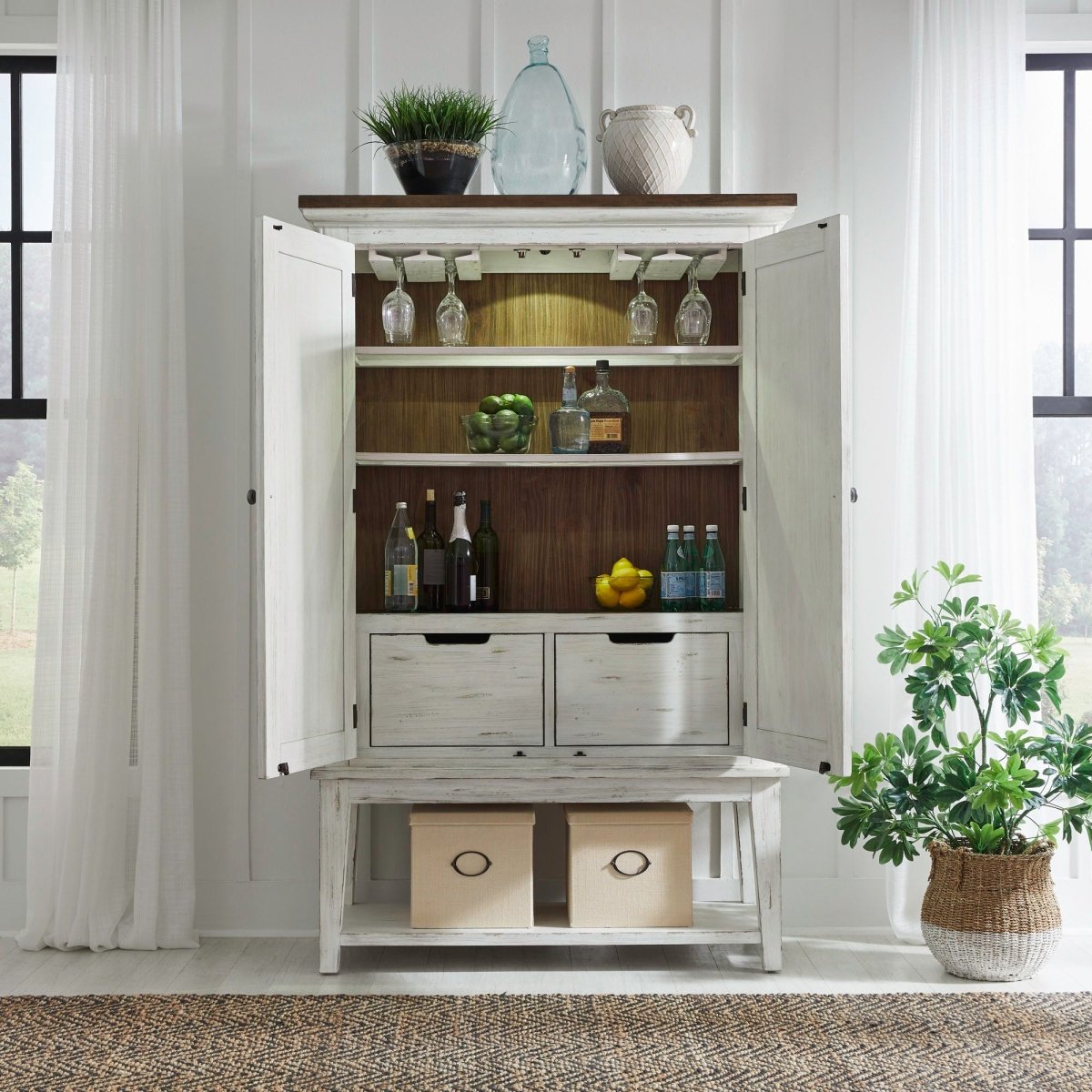 River Place - Bar Cabinet - White Wine Cabinets by Liberty Furniture - Walls Furniture & Mattress