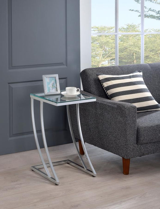 Cayden - Rectangular Glass Top Sofa Side Table - Chrome Side Tables by CoasterEveryday - Walls Furniture & Mattress