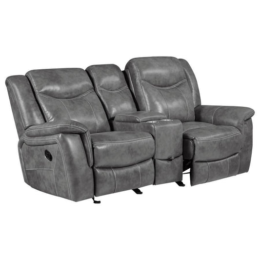 Conrad - Upholstered Padded Arm Glider Loveseat - Gray Reclining Loveseats by CoasterEveryday - Walls Furniture & Mattress
