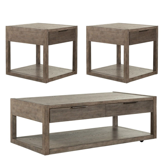 Bartlett Field - 3 Piece Table Set (1 Cocktail 2 End Tables) - Gray Table Sets by Liberty Furniture - Walls Furniture & Mattress