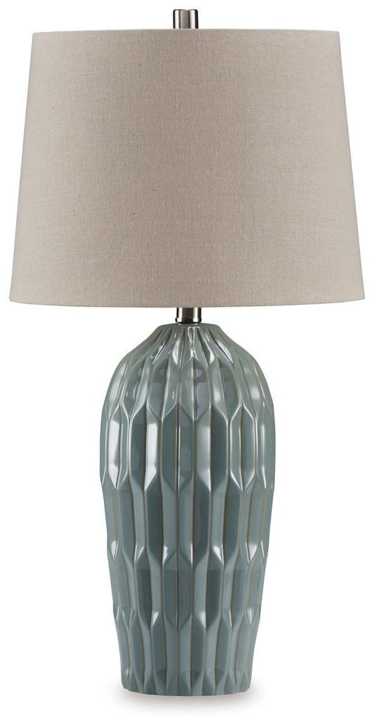 Hadbury - Ceramic Table Lamp (Set of 2) - Pale Blue / Teal Table Lamps by Signature Design by Ashley® - Walls Furniture & Mattress