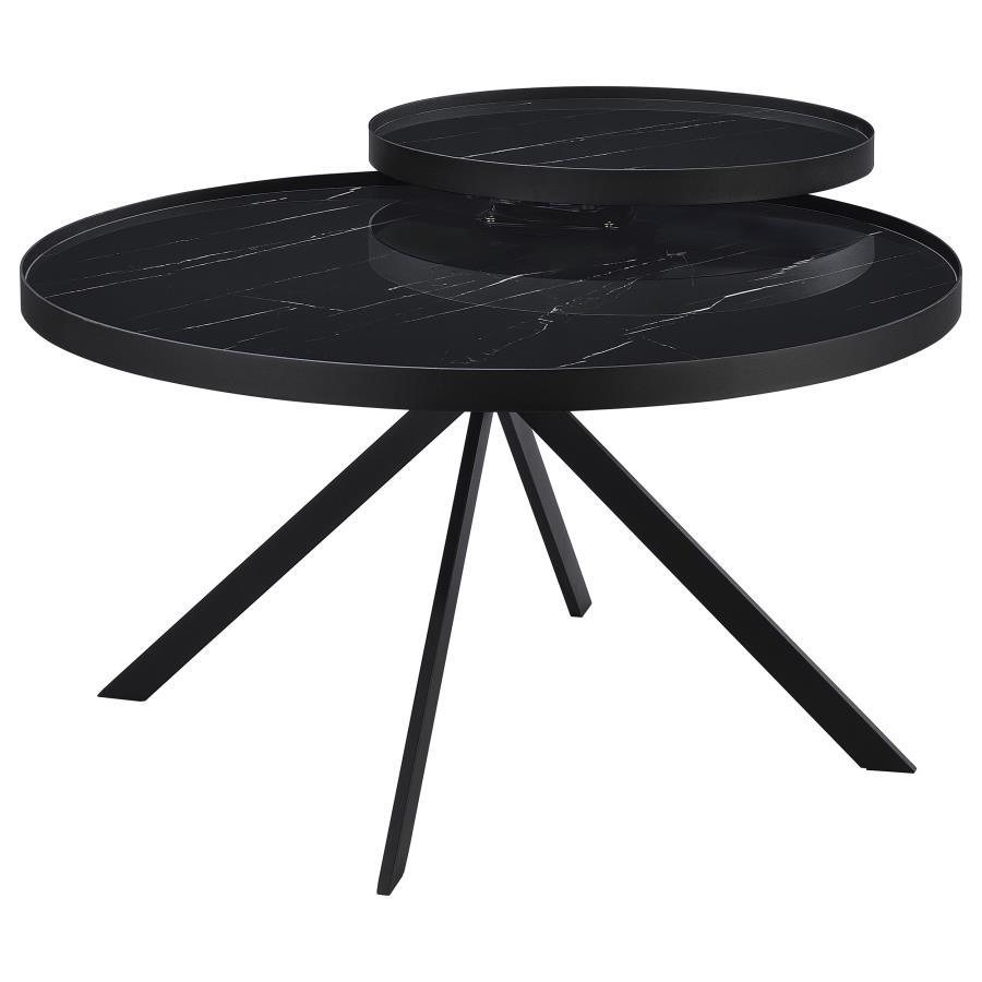 Briggs - Round Marble Printed Glass Top Coffee Table Coffee Tables by Coaster Fine Furniture - Walls Furniture & Mattress