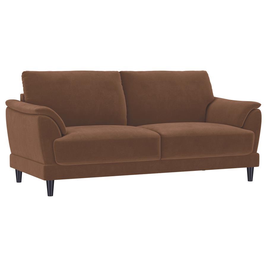 Selma - 2 Piece Velvet Upholstered Crescent Arm Sofa Set - Rust Stationary Sofas & Loveseats by Coaster Fine Furniture - Walls Furniture & Mattress