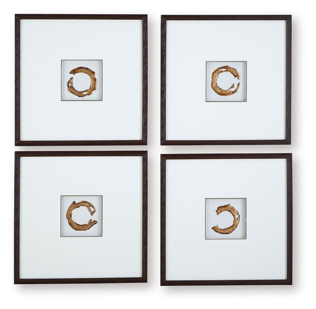 Dallbourne - White / Gold Finish - Wall Art Set (Set of 4) Wall Decor by Signature Design by Ashley® - Walls Furniture & Mattress