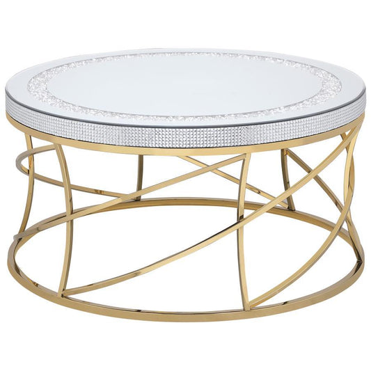 Elise - Round Mirror Top Stainless Steel Coffee Table - Gold Coffee Tables by CoasterEveryday - Walls Furniture & Mattress