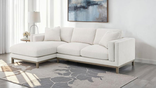 Geneva - Boucle Upholstered Sectional Chaise Sofa - Sand Stationary Sectionals by Coaster Fine Furniture - Walls Furniture & Mattress