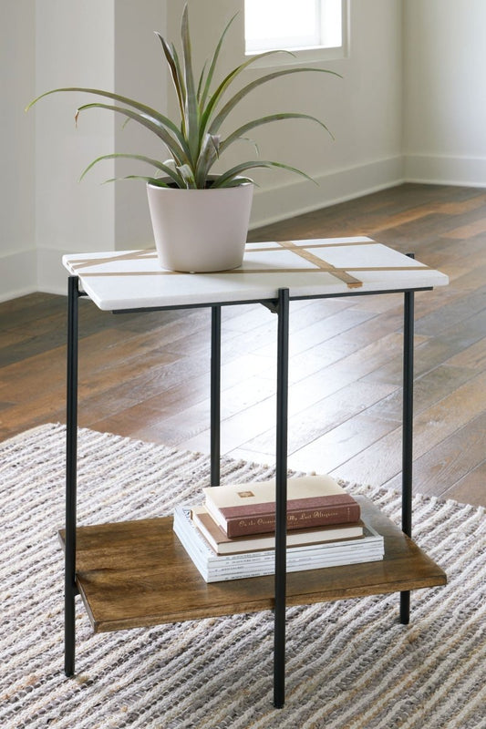 Braxmore - Accent Table - White / Light Brown Accent Tables by Signature Design by Ashley® - Walls Furniture & Mattress