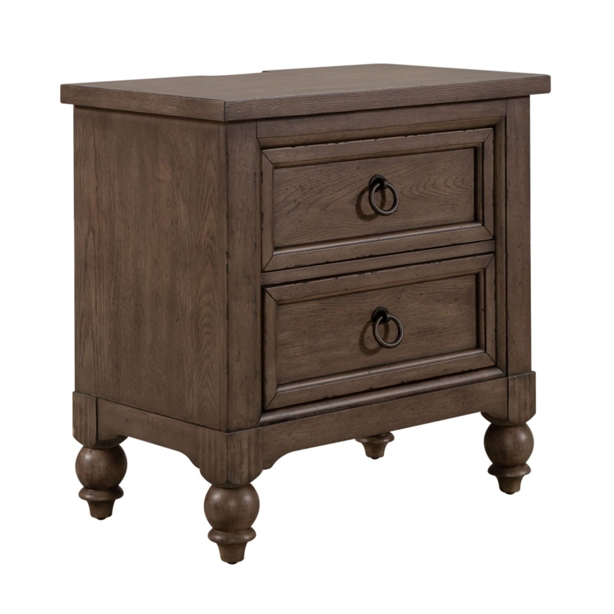 Americana Farmhouse - 2 Drawer Night Stand With Charging Station Nightstands w/ Charging Stations by Liberty Furniture - Walls Furniture & Mattress