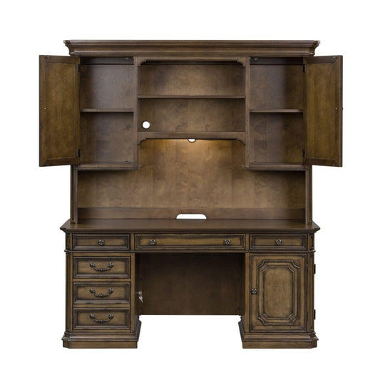 Amelia - Jr Executive Credenza Set - Dark Brown Credenzas & Hutches by Liberty Furniture - Walls Furniture & Mattress