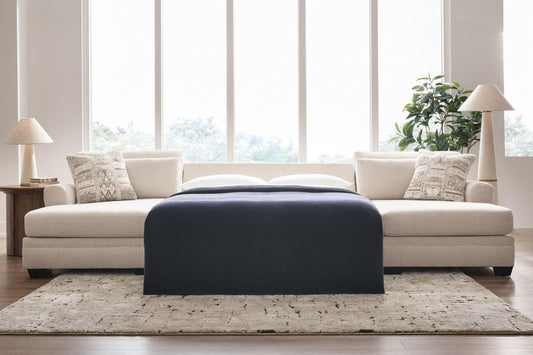 Mandi Point - 3-Piece Double Chaise Sleeper Sectional - Marble Sleeper Sectionals by Benchcraft® - Walls Furniture & Mattress