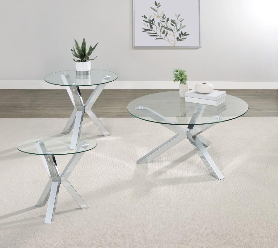 Kenzie - Round Coffee Table Set Table Sets by Coaster Fine Furniture - Walls Furniture & Mattress