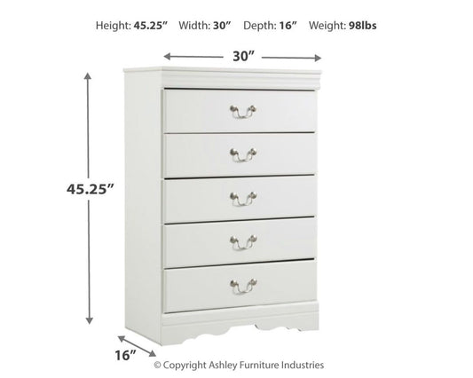 Anarasia - Five Drawer Chest - White Accent Chests by Signature Design by Ashley® - Walls Furniture & Mattress