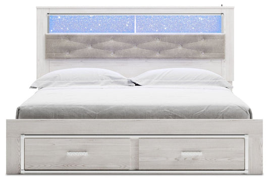 Altyra - King Upholstered Bookcase Bed With Storage - White Storage Beds by Signature Design by Ashley® - Walls Furniture & Mattress