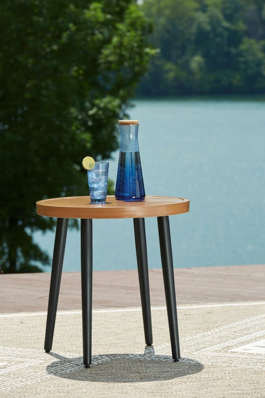 Horizon Hall - Round End Table - Two - tone Brown End Tables by Signature Design by Ashley® - Walls Furniture & Mattress