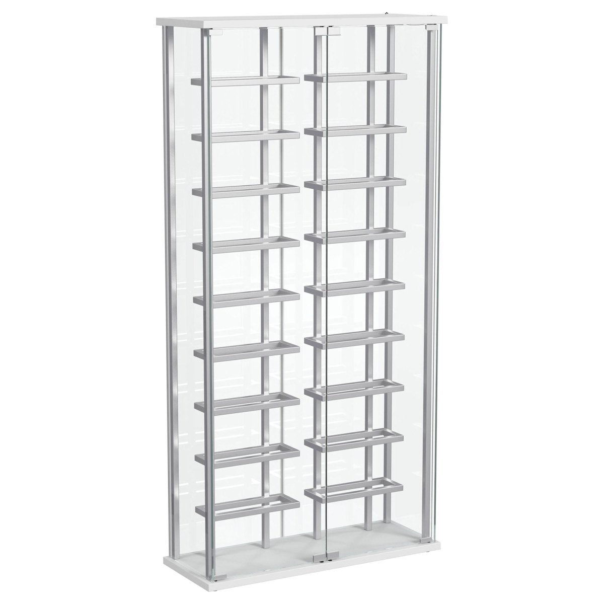Montara - Tempered Glass Wine Storage LED Curio Cabinet - Chrome Curio Cabinets by Coaster Fine Furniture - Walls Furniture & Mattress