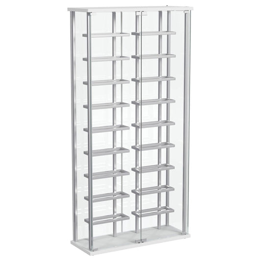 Montara - Tempered Glass Wine Storage LED Curio Cabinet - Chrome Curio Cabinets by Coaster Fine Furniture - Walls Furniture & Mattress