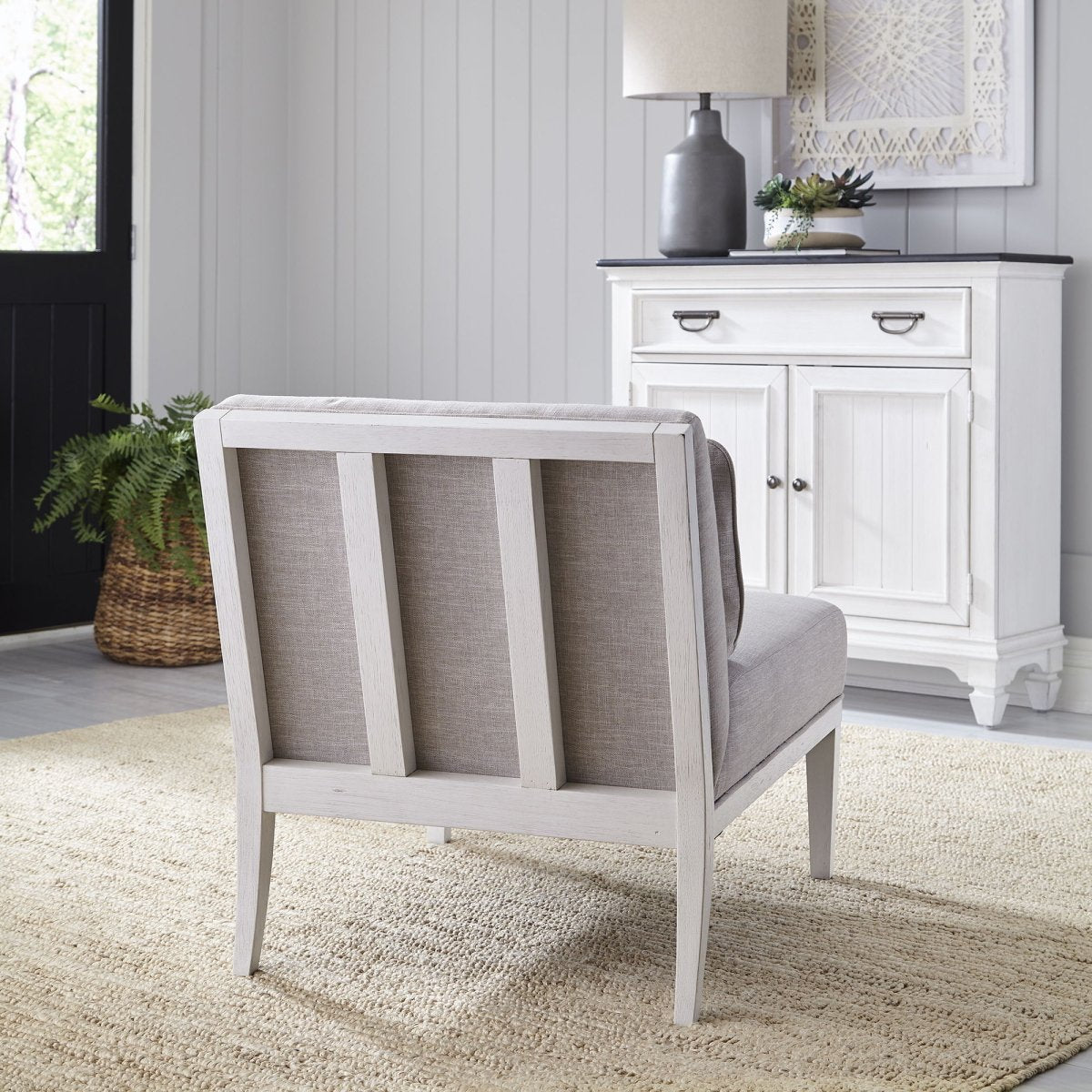Allyson Park - Upholstered Accent Chair - Wirebrushed White Armless Chairs by Liberty Furniture - Walls Furniture & Mattress