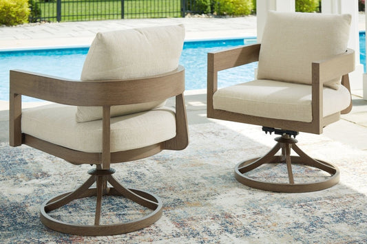 Serene Bay - Swivel Chair With Cushion (Set of 2) - Dark Brown / White Chair Sets by Signature Design by Ashley® - Walls Furniture & Mattress