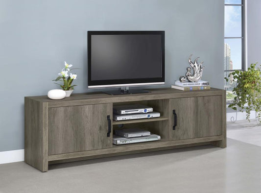 Burke - 2 Door Engineered Wood TV Stand - Gray Driftwood TV Stands by CoasterEssence - Walls Furniture & Mattress