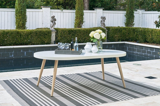 Seton Creek - Oval Dining Table With Umb Opt - White Dining Tables by Signature Design by Ashley® - Walls Furniture & Mattress