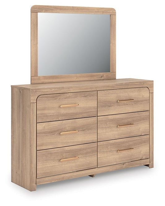 Kinlanni - 4 Pc. - Queen Panel Bed, Dresser, Mirror And Nightstand - Tan 4 Piece Bedroom Sets by Signature Design by Ashley® - Walls Furniture & Mattress