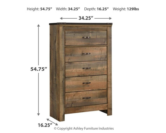 Trinell - Five Drawer Chest - Brown Accent Chests by Signature Design by Ashley® - Walls Furniture & Mattress