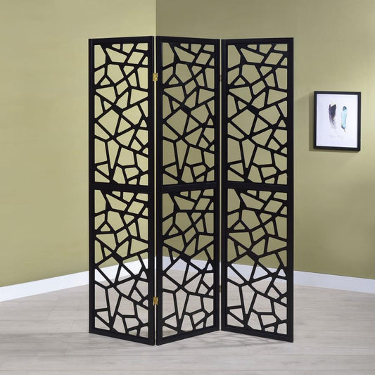 Nailan - 3 - Panel Room Divider Folding Screen Open Mosaic - Black Room Dividers by CoasterEveryday - Walls Furniture & Mattress
