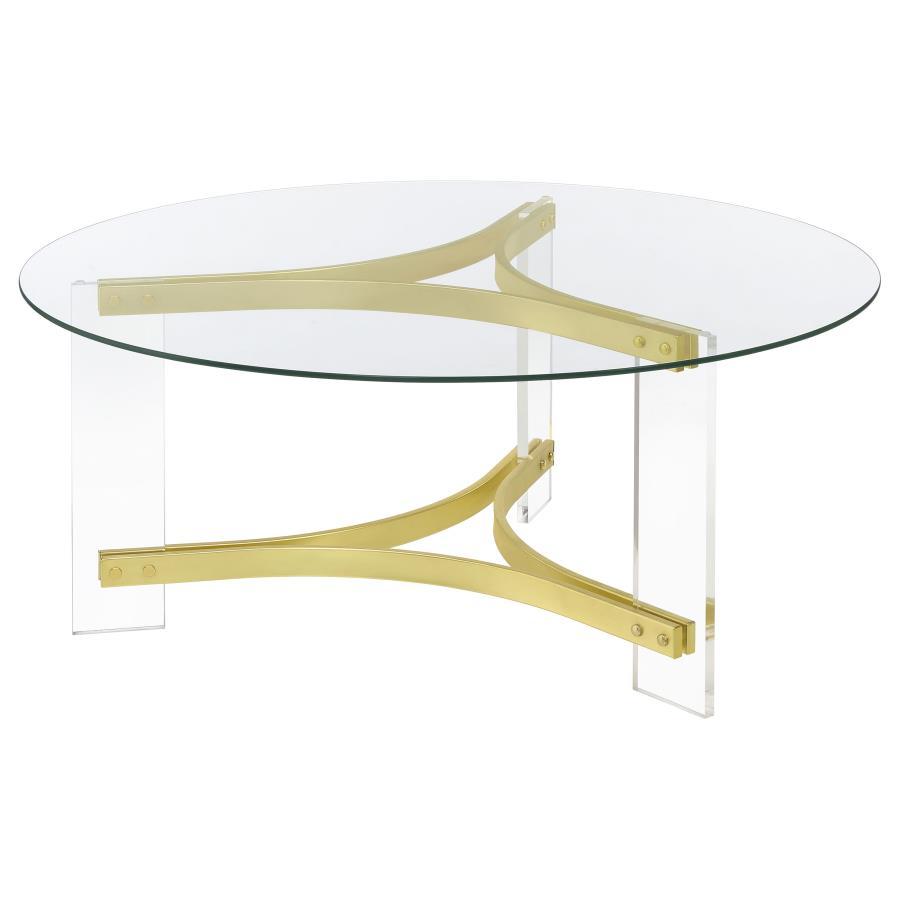 Janessa - Round Glass Top Acrylic Leg Table End Tables by Coaster Fine Furniture - Walls Furniture & Mattress