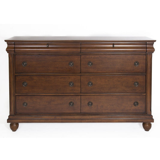 Rustic Traditions - 8 Drawer Dresser - Dark Brown Dressers by Liberty Furniture - Walls Furniture & Mattress