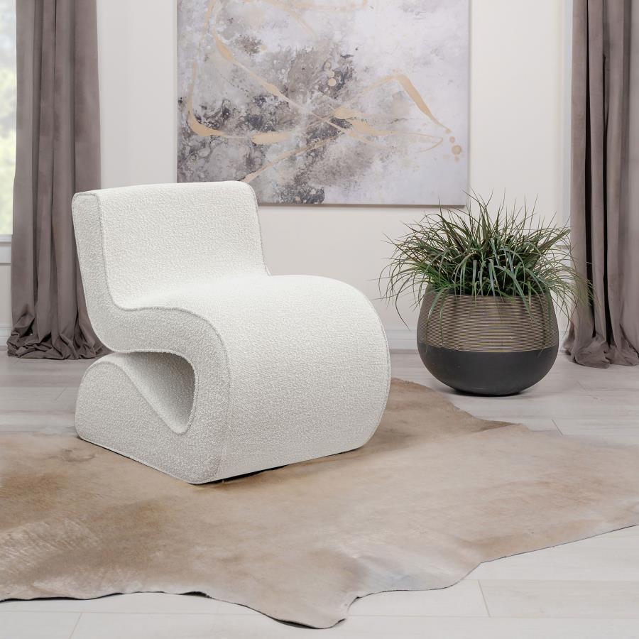 Ronea - Boucle Upholstered Armless Curved Chair Armless Chairs by Coaster Fine Furniture - Walls Furniture & Mattress