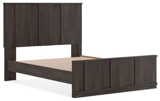 Shaehartin - Queen Panel Platform Bed - Dark Brown Platform Beds by Signature Design by Ashley® - Walls Furniture & Mattress