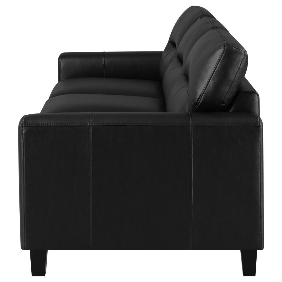 Scotland - Faux Leather Upholstered Track Arm Sofa Stationary Sofas by Coaster Fine Furniture - Walls Furniture & Mattress
