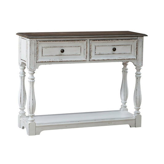 Magnolia Manor - Hall Console Bottom With Shelf For Display & Storage - White Console Tables by Liberty Furniture - Walls Furniture & Mattress