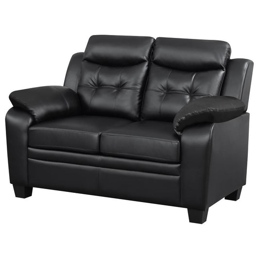 Finley - Upholstered Padded Arm Tufted Loveseat - Black Stationary Loveseats by CoasterEveryday - Walls Furniture & Mattress