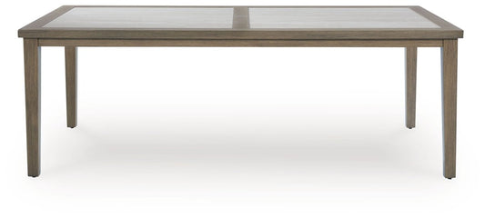 Rainier Ranch - Rectangle Dining Table With Umbrella Option - Brown / Beige Dining Tables by Signature Design by Ashley® - Walls Furniture & Mattress