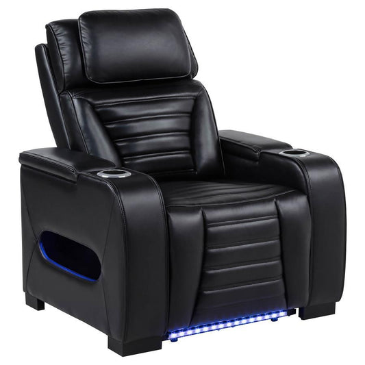 Zuma - Faux Leather Upholstered Dual Power LED Recliner - Black Reclining Chairs by Coaster Fine Furniture - Walls Furniture & Mattress