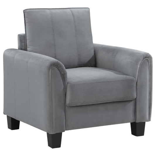 Davis - Upholstered Rolled Arm Accent Chair - Gray Arm Chairs by Coaster Fine Furniture - Walls Furniture & Mattress