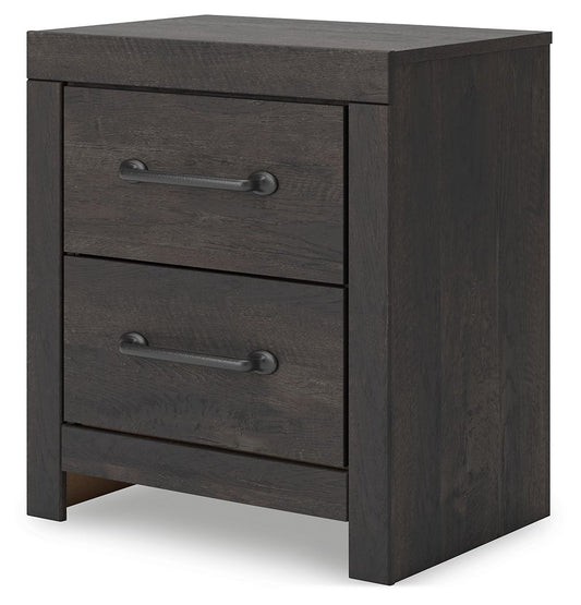 Hollivern - Two Drawer Night Stand - Dark Gray Nightstands w/ Charging Stations by Signature Design by Ashley® - Walls Furniture & Mattress
