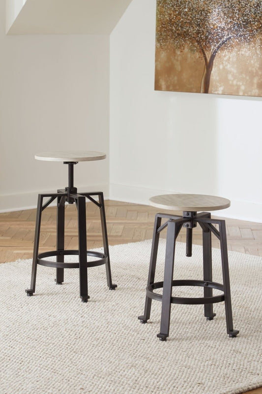 Karisslyn - Swivel Stool (Set of 2) - Whitewash / Black Stool Sets by Signature Design by Ashley® - Walls Furniture & Mattress