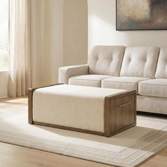 Marxmore - Upholstered Ottoman With Storage - Brown Storage Ottomans by Signature Design by Ashley® - Walls Furniture & Mattress